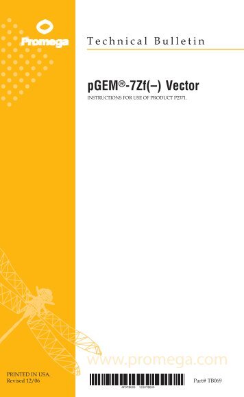 pGEM(R)-7Zf(-) Vector Technical Bulletin TB069