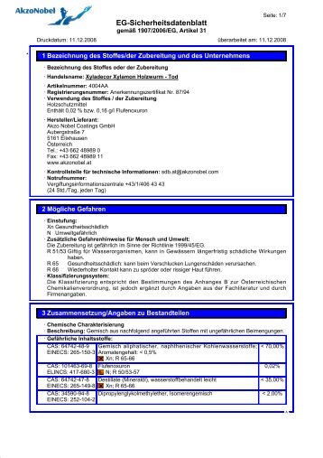 EG-Sicherheitsdatenblatt - Xyladecor