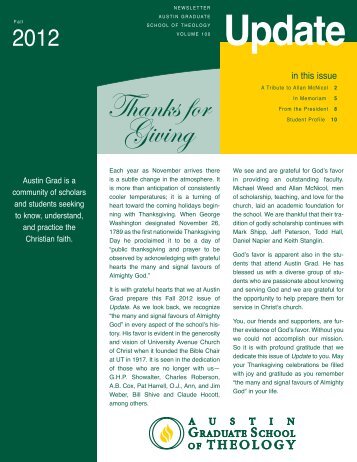 Volume 100, Fall 2012 - Austin Graduate School of Theology