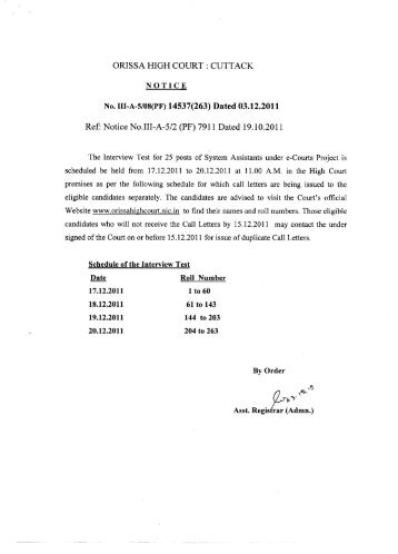 The Interview Test for 25 posts of System ... - Orissa High Court
