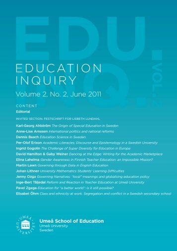Reform and Reaction in Teacher Education at ... - Umeå universitet