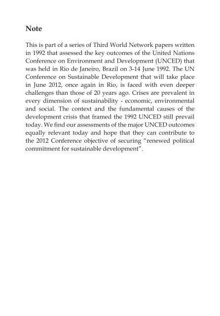 Reaffirming the Environment-Development Nexus of UNCED 1992
