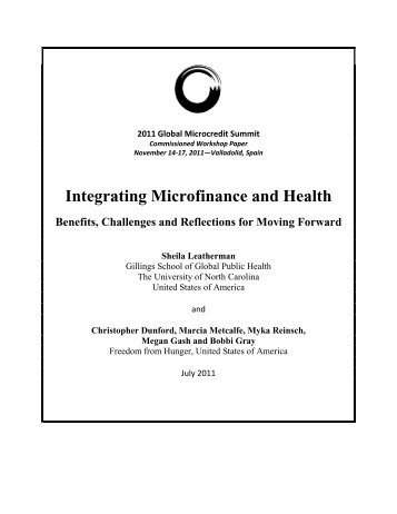 Integrating Microfinance and Health - Global Microcredit Summit 2011