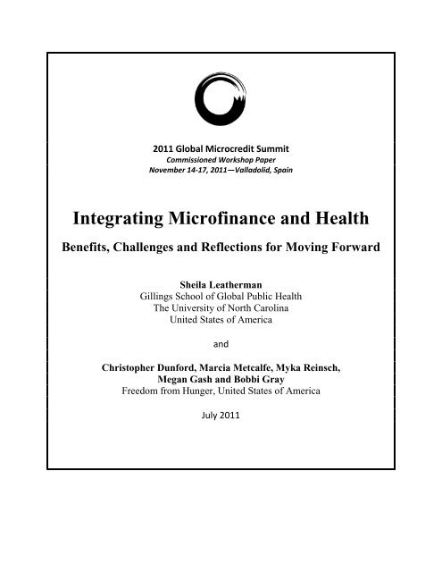 Integrating Microfinance and Health - Global Microcredit Summit 2011