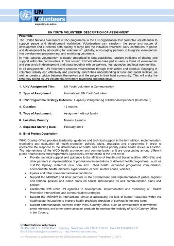Lesotho UN Youth Volunteer in Communications