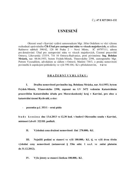 draÅ¾ba MrÃ¡zek - FrÃ½dek-MÃ­stek