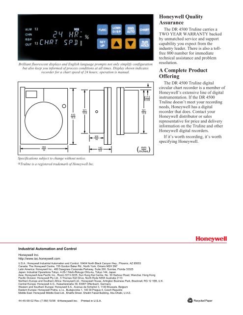 Honeywell Chart Recorder Dr4500 Manual