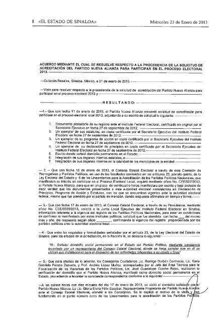 P.O.E 23/01/2013 - Gobierno del Estado de Sinaloa