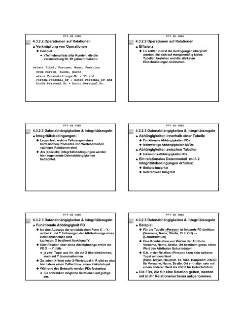 Inhalt 4 Datenmodellierung 4.1 Entity-Relationship-Modell 4.2 ...