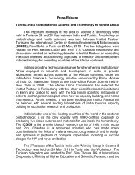 Press Release Tunisia-India cooperation in Science and ...