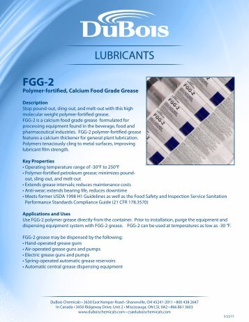 FGG-2 LUBRICANTS - DuBois Chemicals Online Store