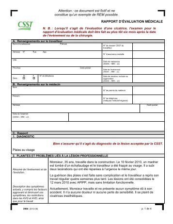 Plaie au visage - CSST