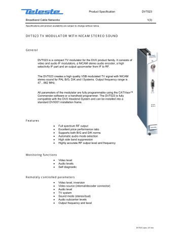 DVT023 TV MODULATOR WITH NICAM STEREO SOUND