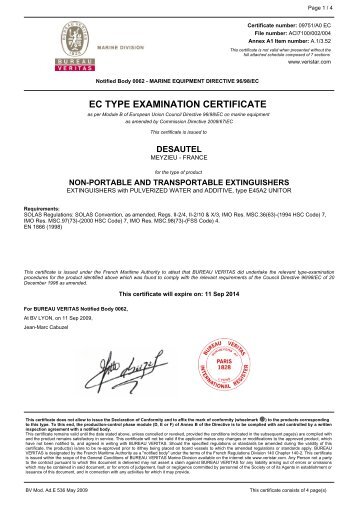 EC TYPE EXAMINATION CERTIFICATE