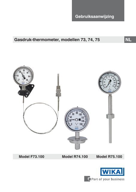 Gebruiksaanwijzing Gasdruk-thermometer, modellen 73, 74, 75