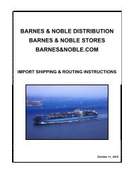 III. Import Routing Instructions - Barnes & Noble, Inc.