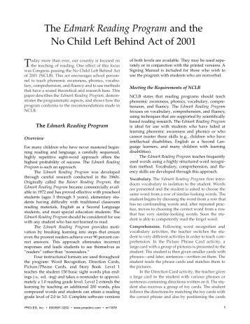 The Edmark Reading Program and the No Child Left ... - Pro-Ed