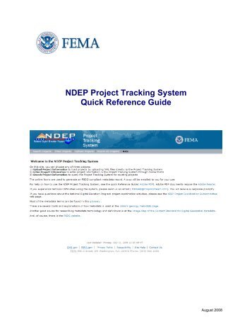 NDEP Project Tracking System Quick Reference Guide