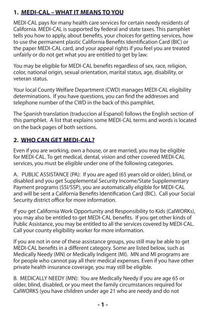 Medi-Cal What it Means to You - San Francisco Public Schools