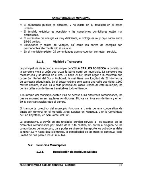 informacion general - Instituto NicaragÃ¼ense de Fomento Municipal