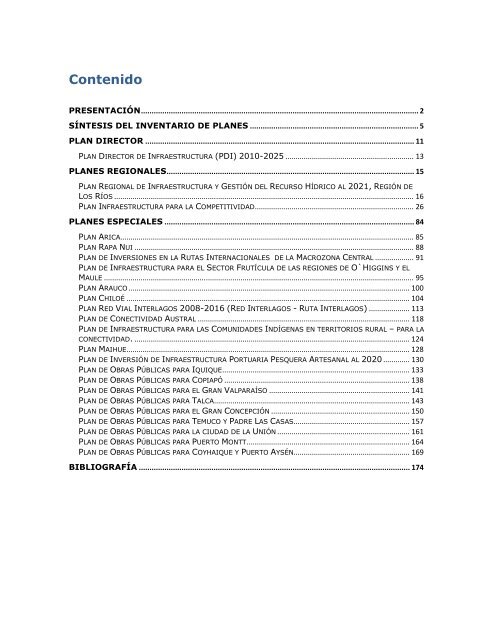 Inventario de Planes 2011 - Dirección de Planeamiento