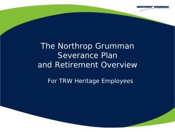 Severance and TRW Heritage Retirement Overview - Benefits Online