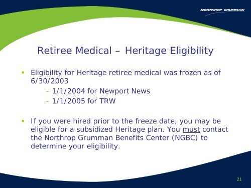 Severance and TRW Heritage Retirement Overview - Benefits Online