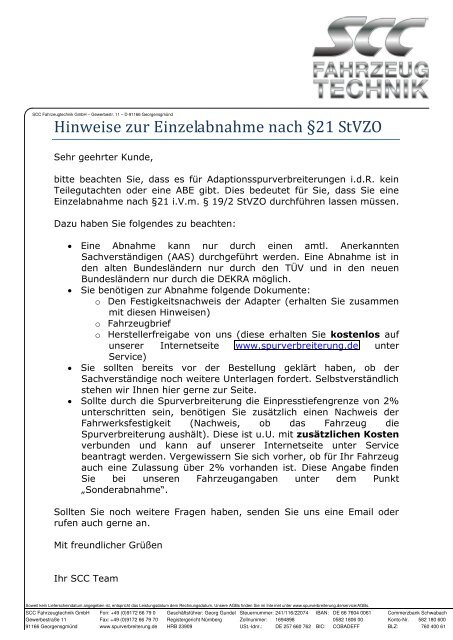 Einzelabnahme 21 Kosten