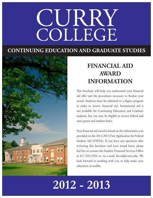 FINANCIAL AID AWARD INFORMATION - Curry College