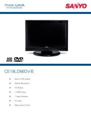 Sanyo TV Information - Chantry Digital Ltd