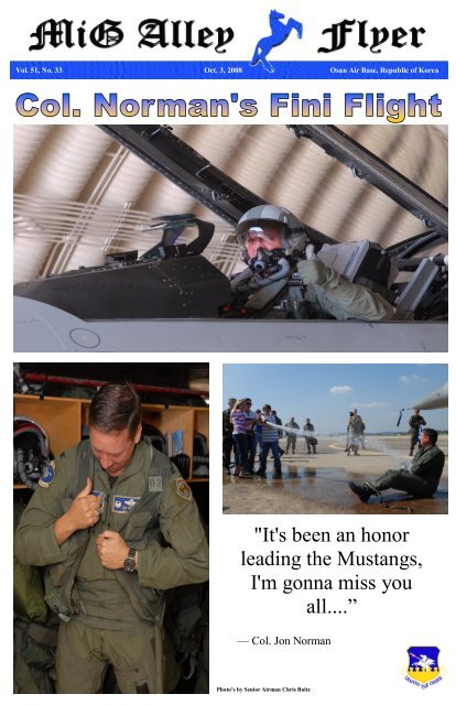 "It's been an honor leading the Mustangs, I'm gonna ... - Osan Air Base