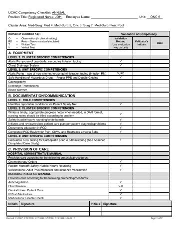 UCHC Competency Checklist