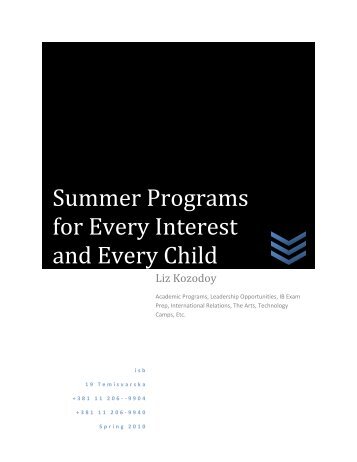 Summer Programs - the International School of Belgrade