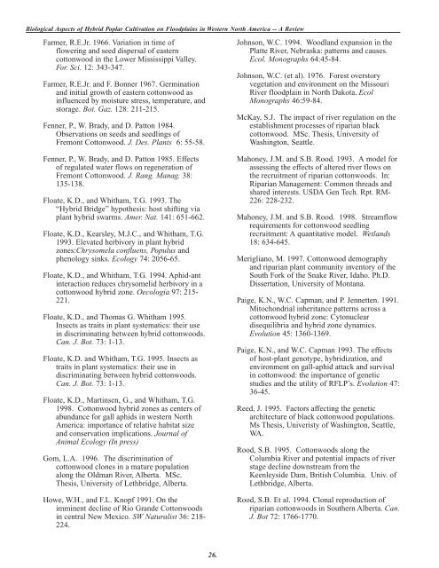 Biological Aspects of Hybrid Poplar Cultivation on Floodplains in ...