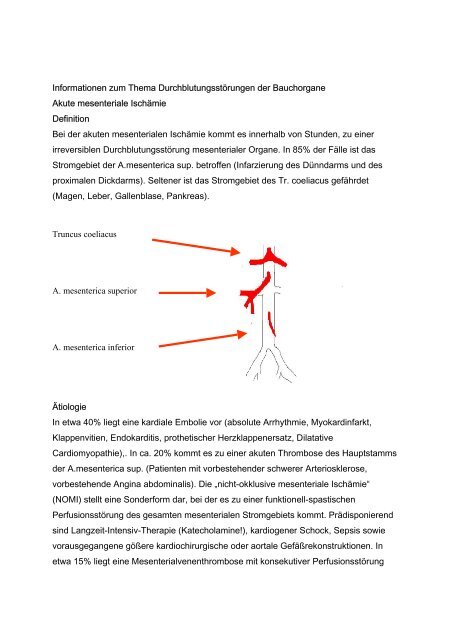 Informationen zum Thema Durchblutungsstörungen der ...