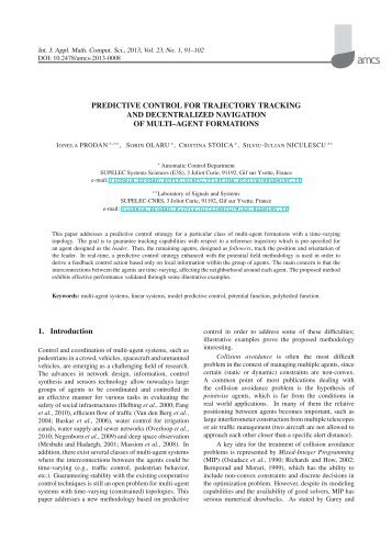 Predictive control for trajectory tracking and decentralized navigation ...
