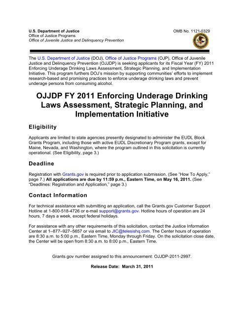 Enforcing Underage Drinking Laws Assessment, Strategic Planning ...