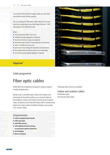 Cables for data transmission in industrial automation - LEONI