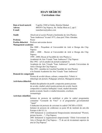 IOAN SBÂRCIU Curriculum vitae