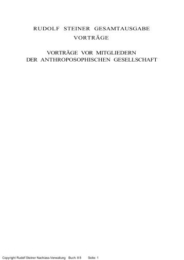 rudolf steiner gesamtausgabe vortrÃ¤ge vortrÃ¤ge vor mitgliedern der ...