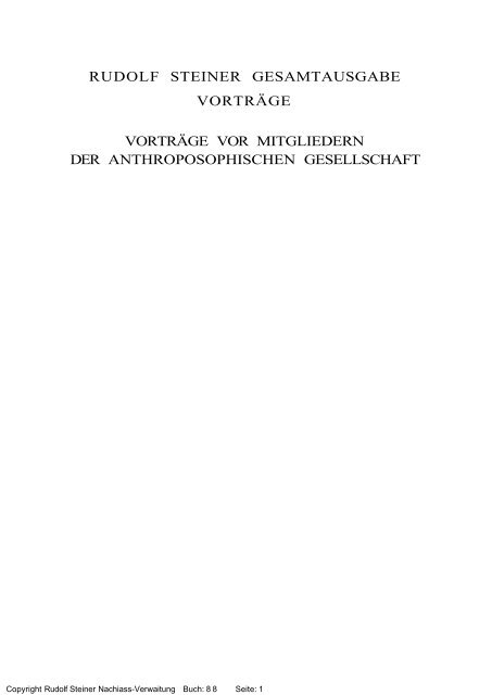 rudolf steiner gesamtausgabe vortrÃ¤ge vortrÃ¤ge vor mitgliedern der ...