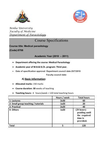 TEMPLATE FOR COURSE SPECIFICATIONS