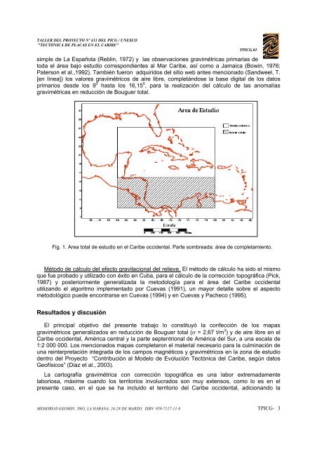 mapas generalizados de las anomalÃ­as gravimÃ©tricas del caribe