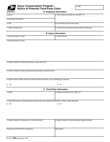 Notice of Potential Third Party Claim - PS Forms