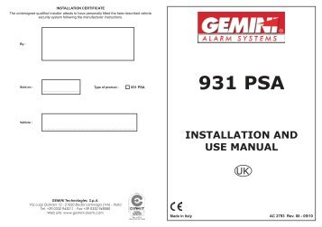 931 PSA-UTENTE ed INSTALLATOR...