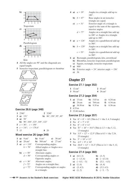 AnSWErS to tHE StudEnt'S Book ExErCiSES - Hodder Plus Home