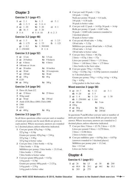 AnSWErS to tHE StudEnt'S Book ExErCiSES - Hodder Plus Home