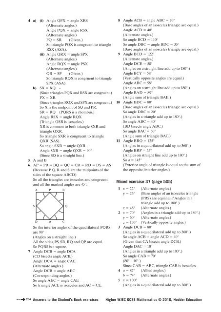 AnSWErS to tHE StudEnt'S Book ExErCiSES - Hodder Plus Home