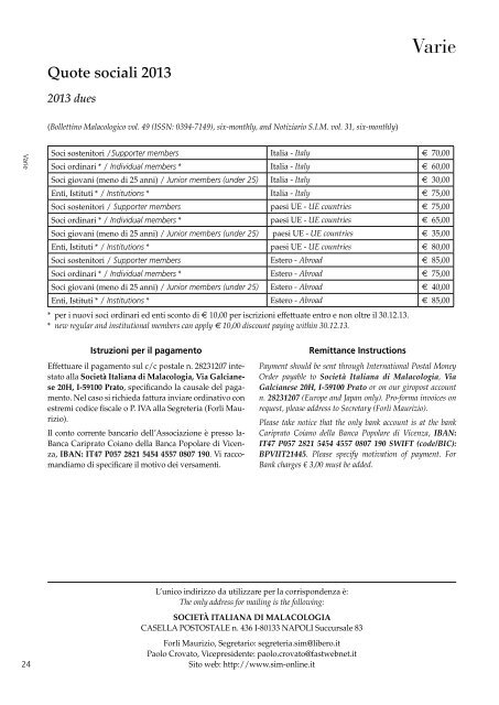 scarica il Notiziario S.I.M. - SocietÃƒÂ  Italiana di Malacologia