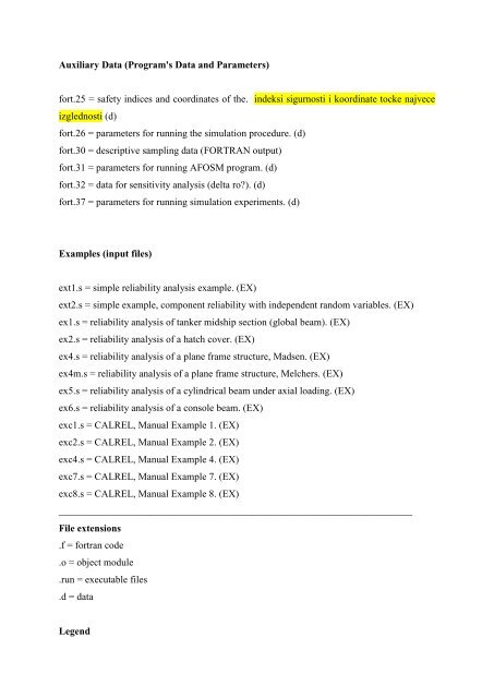 RELI Manual (FORM, SORM, AFORM procedures) - FESB